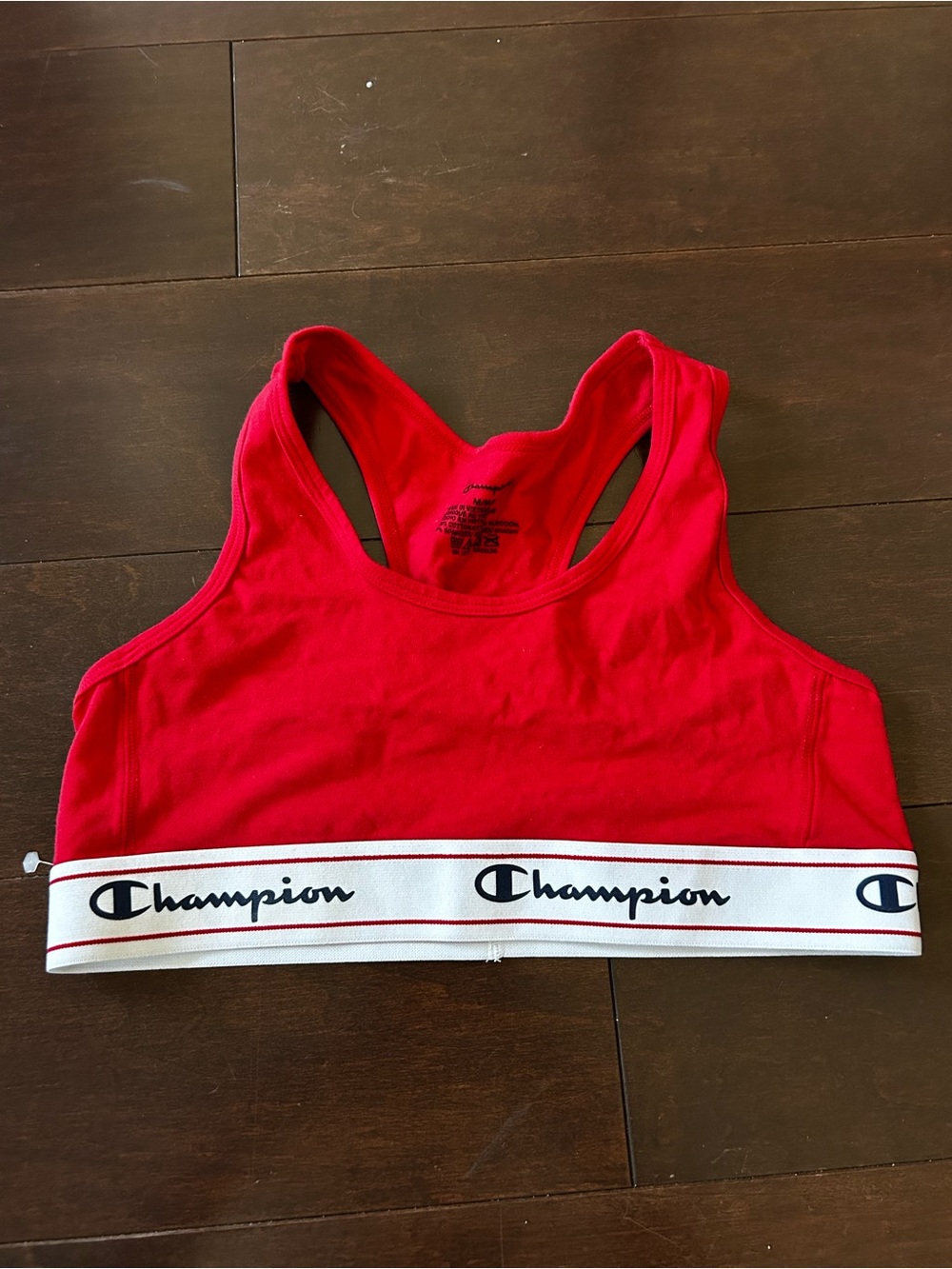 Champion Women's Red Sports Bra with Branded Elastic Band